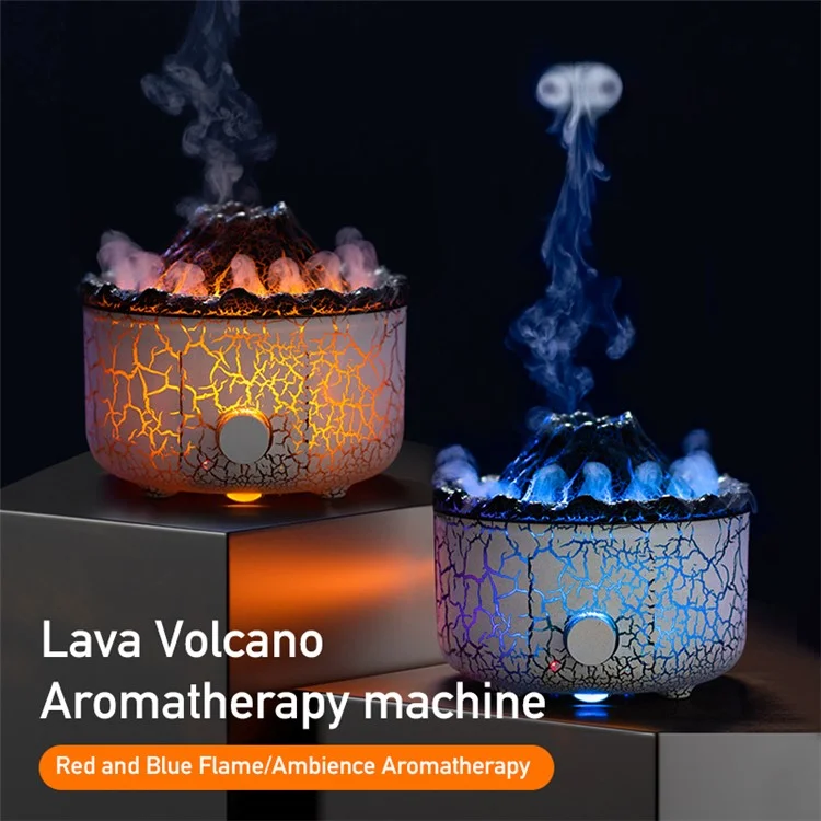 V21B Pro Lava Volcano Shape Aromatherapy Diffuser Humidifier Two Colors Fog Make Mist Sprayer with Remote Control - US Plug