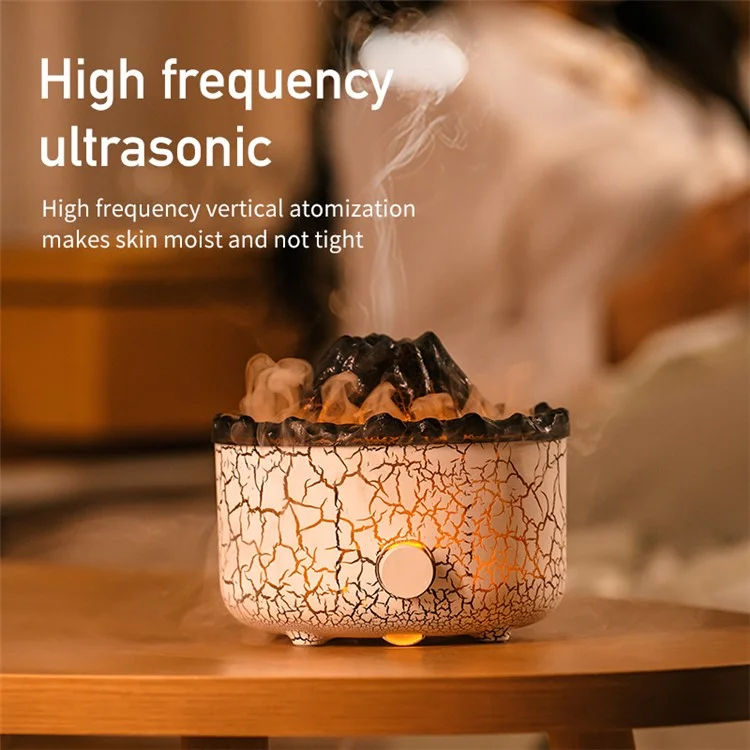 V21B Pro Lava Volcano Shape Aromatherapy Diffuser Humidifier Two Colors Fog Make Mist Sprayer with Remote Control - US Plug