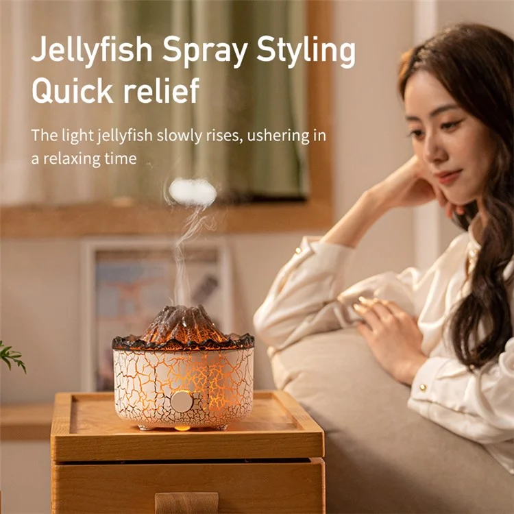 V21B Pro Lava Volcano Shape Aromatherapy Diffuser Humidifier Two Colors Fog Make Mist Sprayer with Remote Control - US Plug