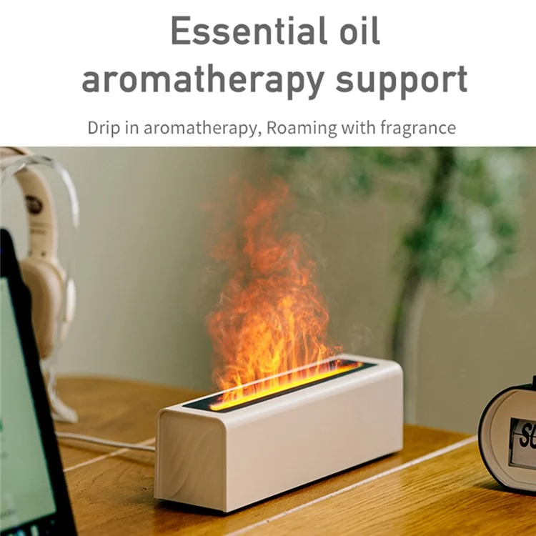 DQ711 Simulation Colorful LED Flame Home Air Humidifier Office Aroma Essential Oils Diffuser - Black
