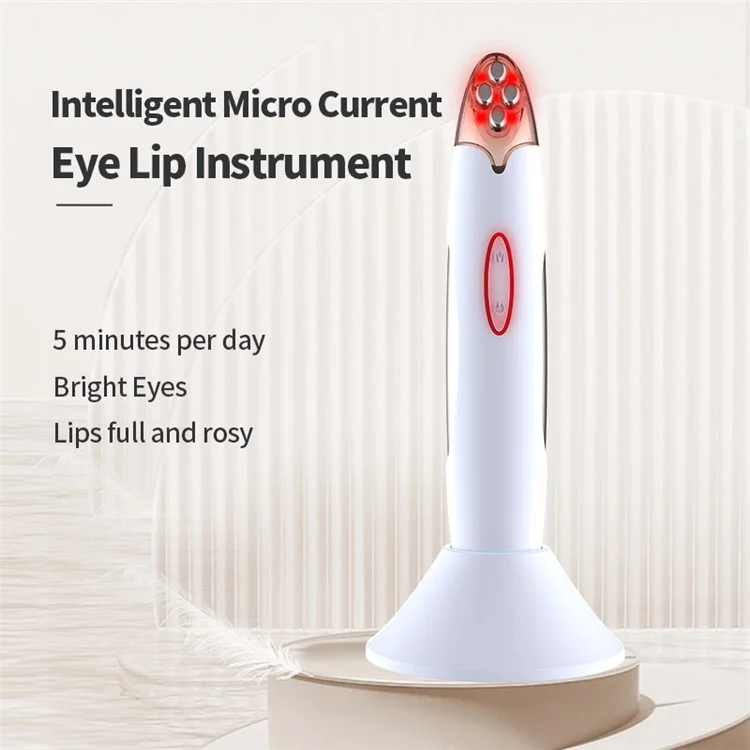 SM-2301 Micro Current Eye Lip Massager Dark Circles Wrinkle Lip Lines Remover Beauty Tool - White