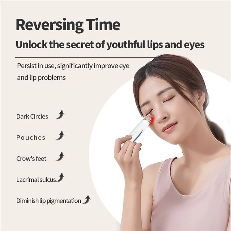 SM-2301 Micro Current Eye Lip Massager Dark Circles Wrinkle Lip Lines Remover Beauty Tool - White