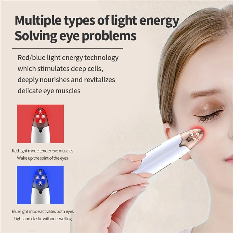 SM-2301 Micro Current Eye Lip Massager Dark Circles Wrinkle Lip Lines Remover Beauty Tool - White