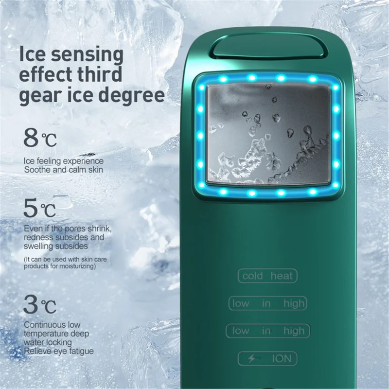 SM-2107 Hot Cold Face Massager Skin Tightening Anti-aging Radio Frequency Face Care Tool - Blackish Green