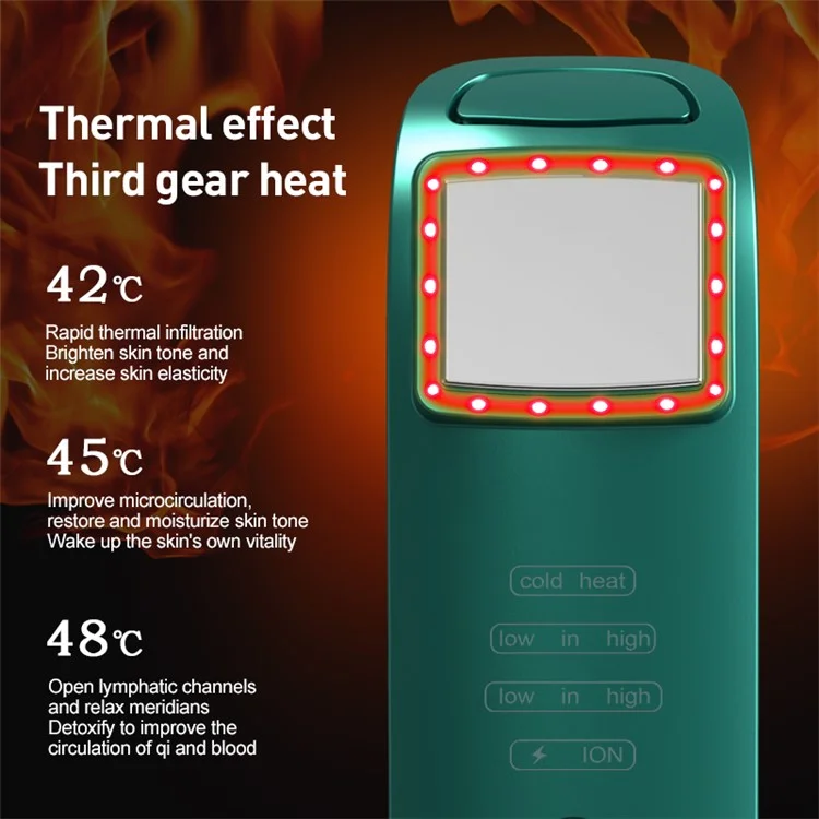 SM-2107 Hot Cold Face Massager Skin Tightening Anti-aging Radio Frequency Face Care Tool - Blackish Green
