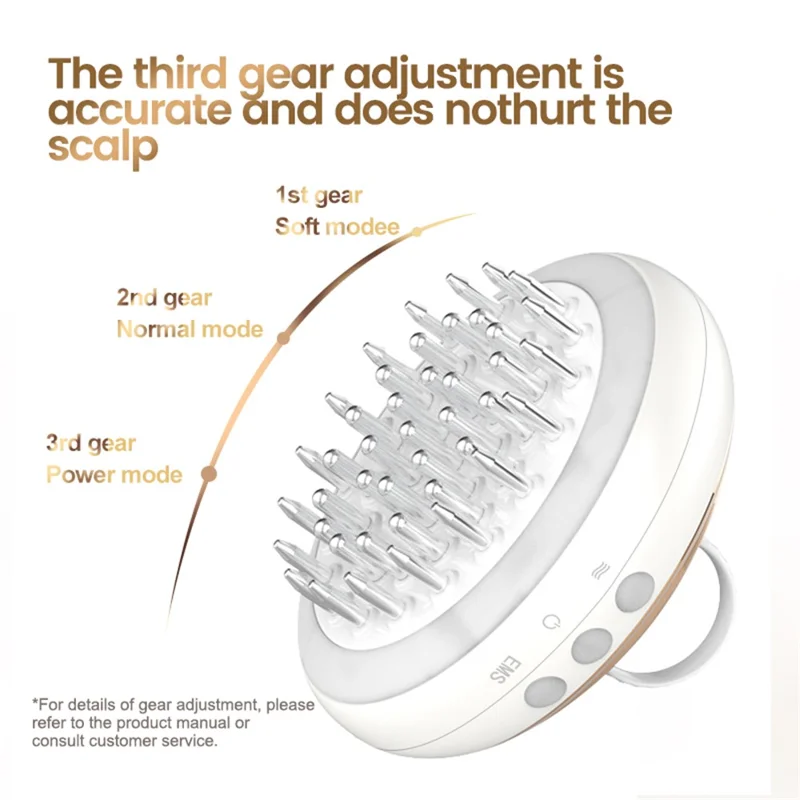 SM-2005 EMS Red Light Therapy Comb Root Comb for Medicine Scalp Head Fluid Comb Hair Treatment Massager Brush Hair Growth - Blanco+Oro