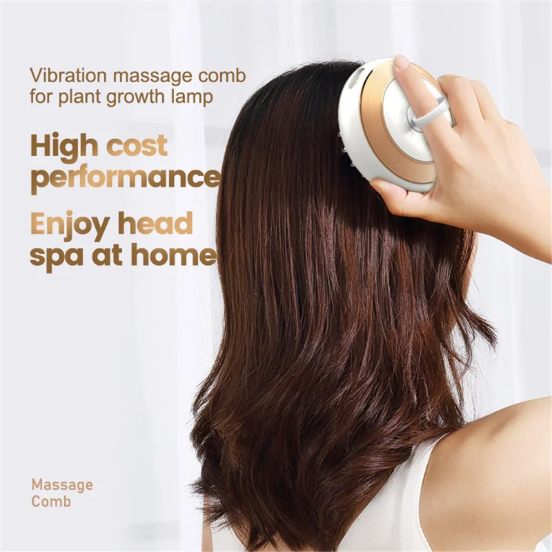 SM-2005 EMS Red Light Therapy Comb Root Comb for Medicine Scalp Head Fluid Comb Hair Treatment Massager Brush Hair Growth - Blanco+Oro