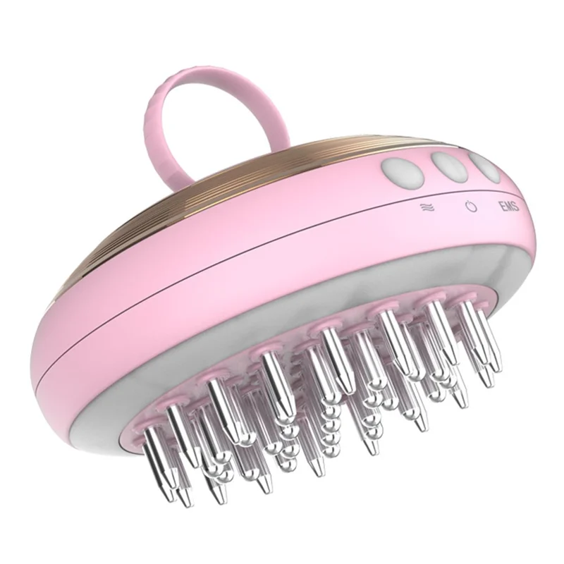 SM-2005 EMS Red Light Therapy Comb Root Comb for Medicine Scalp Head Fluid Comb Hair Treatment Massager Brush Hair Growth - Pink+Gold