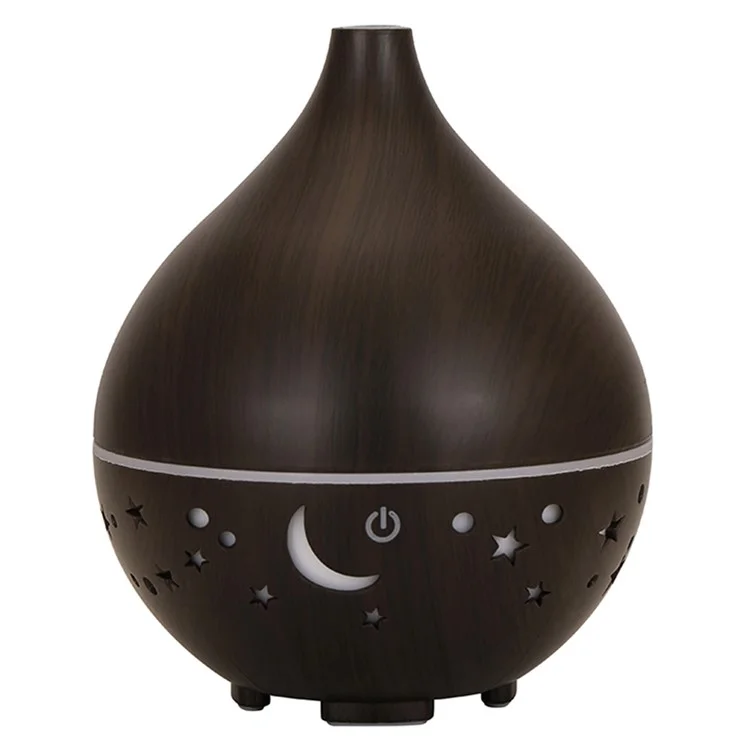 160 ml Humidificateur à Grains de Bois Ciel Creux Creux Humidificateur Colorful Light Essential Huile Aroma Diffuseur (pas de Certificat Ce) - Noir / Bouche Britannique