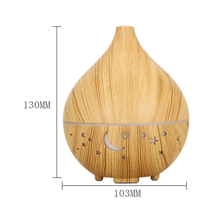 160 ml Humidificateur à Grains de Bois Ciel Creux Creux Humidificateur Colorful Light Essential Huile Aroma Diffuseur (pas de Certificat Ce) - Noir / Bouche Britannique