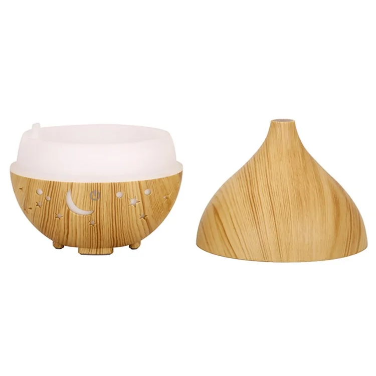 160 ml Humidificateur à Grains de Bois Ciel Creux Creux Humidificateur Colorful Light Essential Huile Aroma Diffuseur (pas de Certificat Ce) - Noir / Bouche Britannique