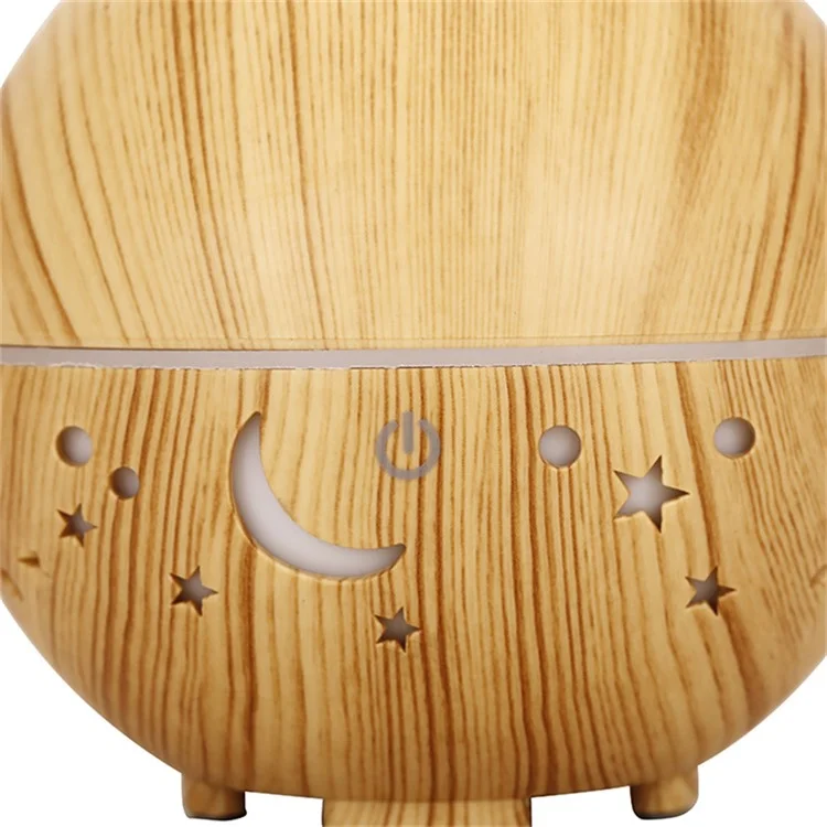 160 ml Humidificateur à Grains de Bois Ciel Creux Creux Humidificateur Colorful Light Essential Huile Aroma Diffuseur (pas de Certificat Ce) - Noir / Bouche Britannique