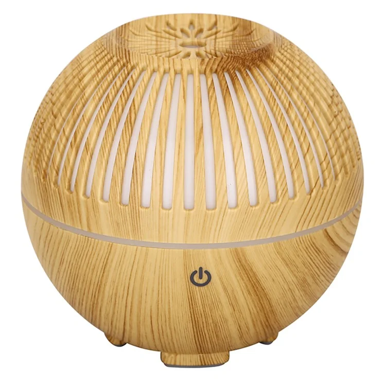 160ml Fine Mist Humidifier Wood Grain Hollow Essential Oil Diffuser with Colorful Light (No CE Certificate) - Brown / US Plug