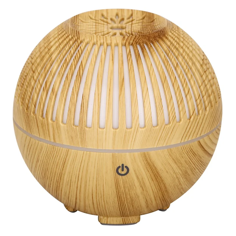 160ml Fine Mist Humidifier Wood Grain Hollow Essential Oil Diffuser with Colorful Light (No CE Certificate) - Brown / UK Plug
