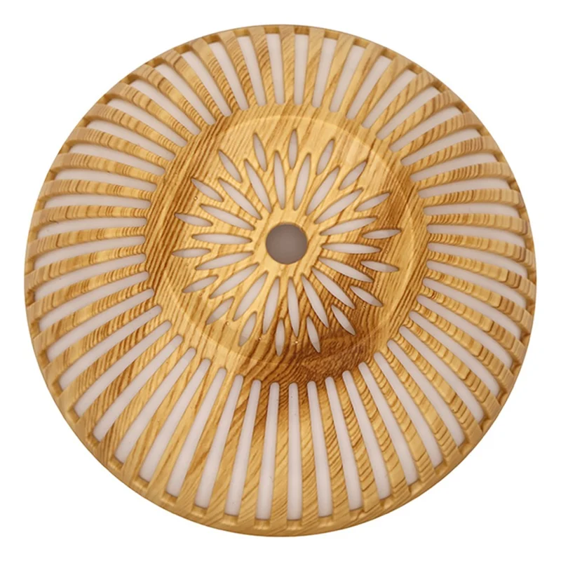 Humidificateur à Brume Fine de 160 ml Grain de Bois Creux Diffuseur d'Huiles Essentielles avec Lumière Colorée (Sans Certificat CE) - Noir / Prise UE