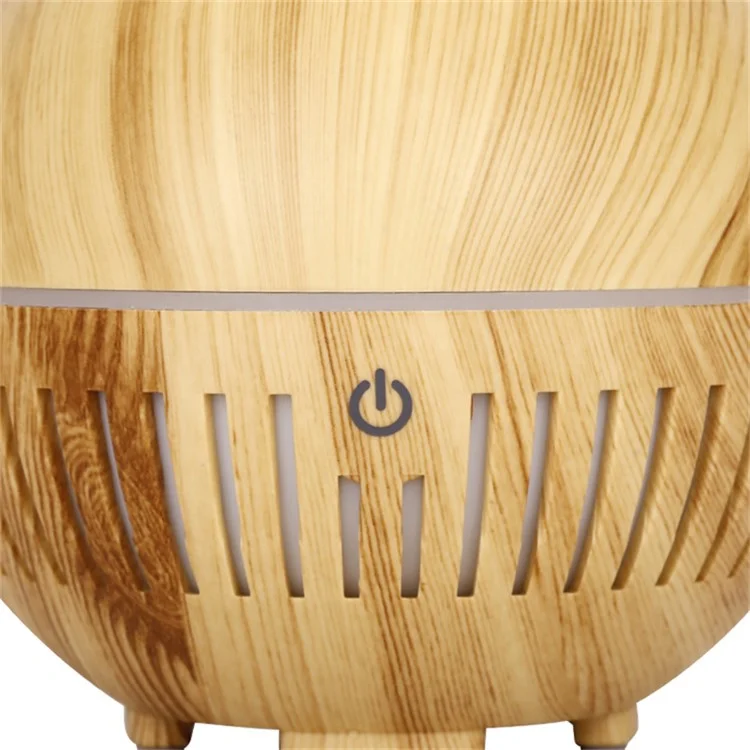 Humidificador de aceites esenciales con forma de jarrón de 160 ml, diseño de grano de madera, apagado automático y luz de colores (sin certificado CE) - Marrón / Enchufe estadounidense