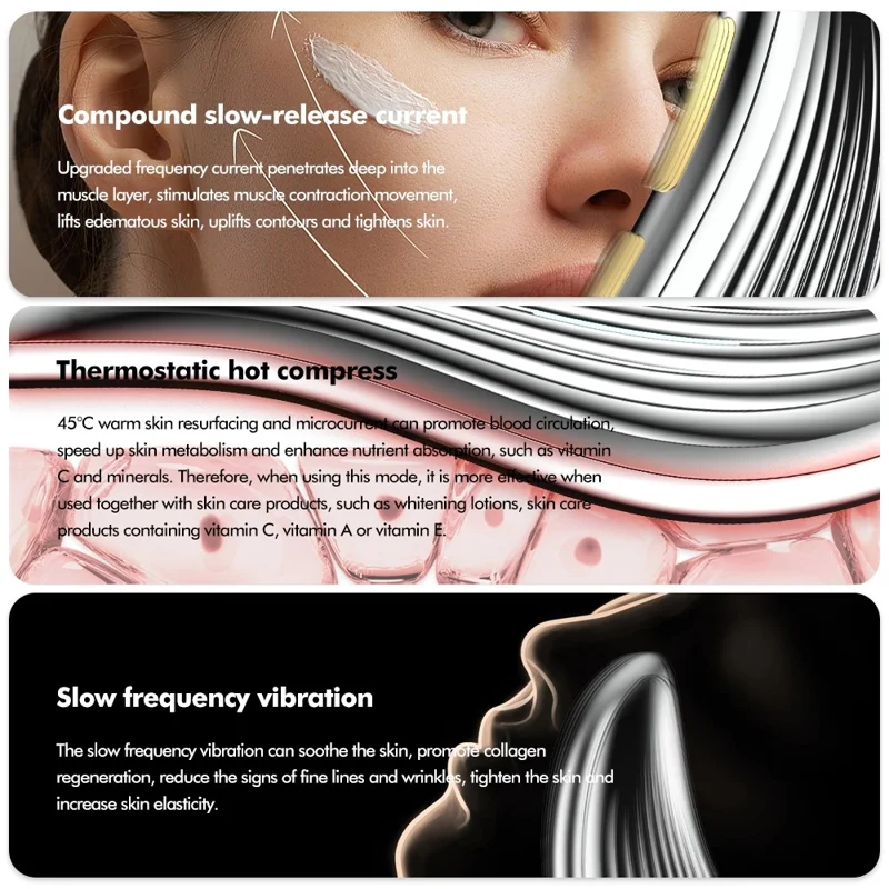 HQ-B014 Micro-Current Beauty Instrument Portable Multi-Function Facial Massager with 3 Modes (No CE)