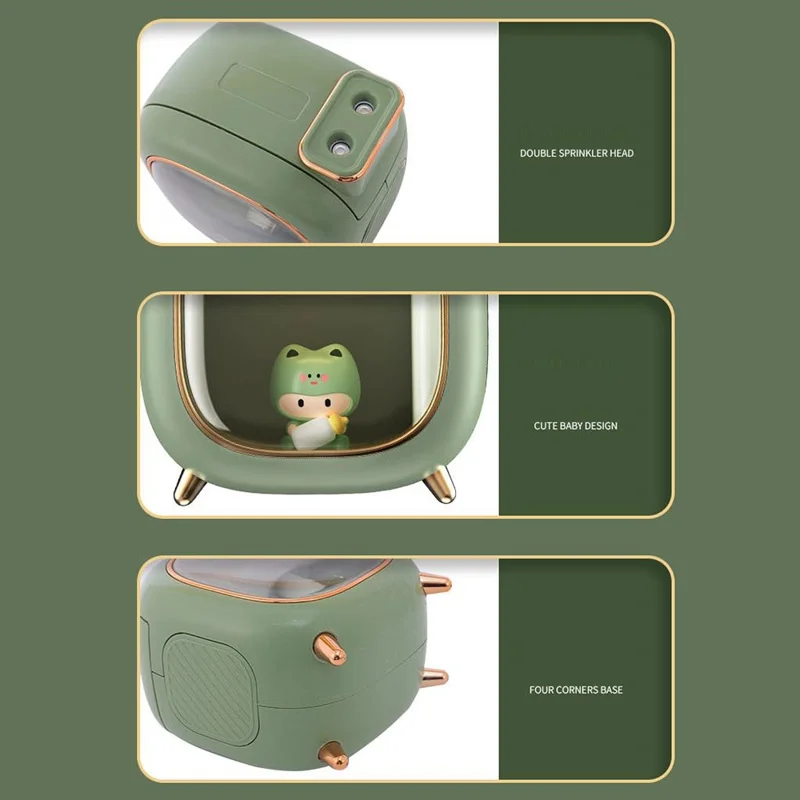 A330 400ml Cute Air Humidifier Essential Oil Aroma Diffuser Mist Maker Frog Sprayer with Light (Cable Powered) - Pink