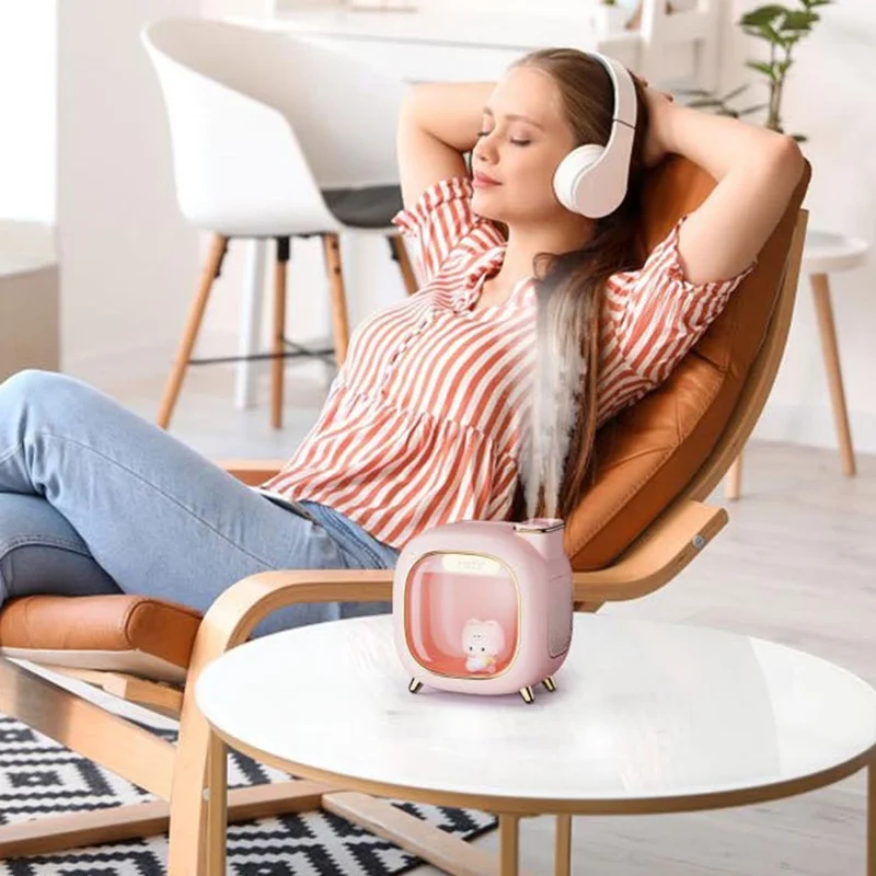 A330 400ml Cute Air Humidifier Essential Oil Aroma Diffuser Mist Maker Frog Sprayer with Light (Cable Powered) - Pink