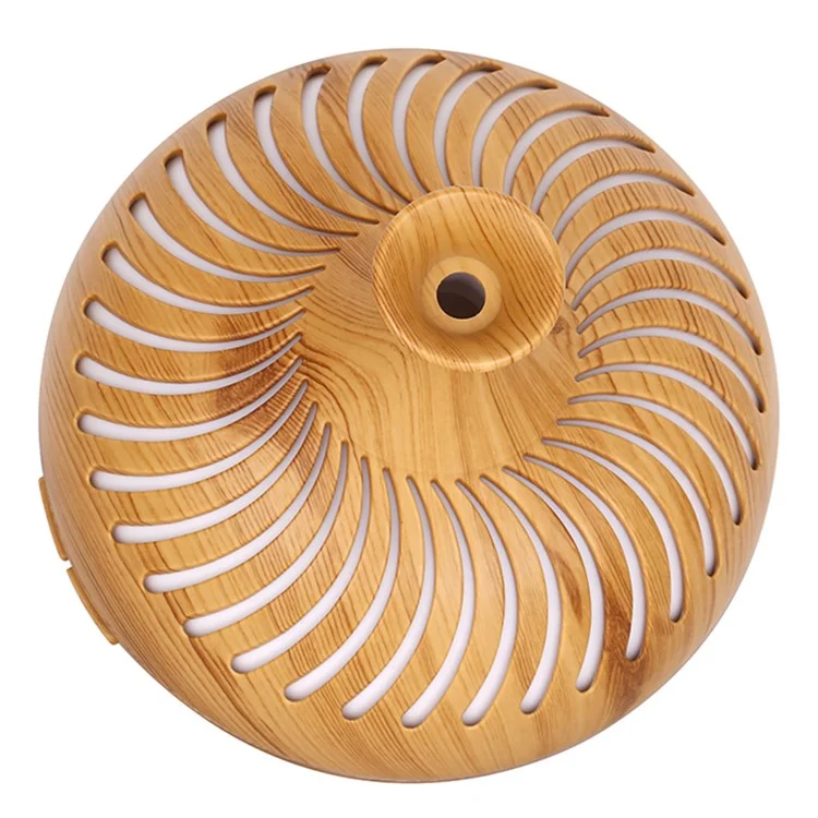 Humidificateur de 500ml en bois avec rayures creuses et diffuseur d'arômes avec télécommande (sans certificat CE) - Brun / Prise UK