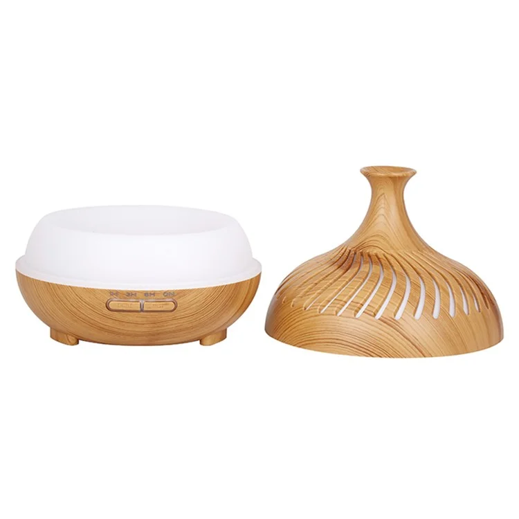 Humidificateur de 500 ml, grain de bois, rayures creuses, diffuseur d'arômes avec télécommande (pas de certification CE) - Noir / Prise UE