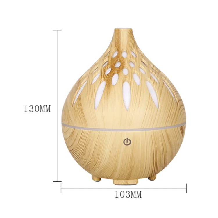 160ml Holz-Humidifier mit automatischer Abschaltung, farbiges Licht und Nebeleffekt (ohne CE-Zertifikat) - Braun / US-Stecker