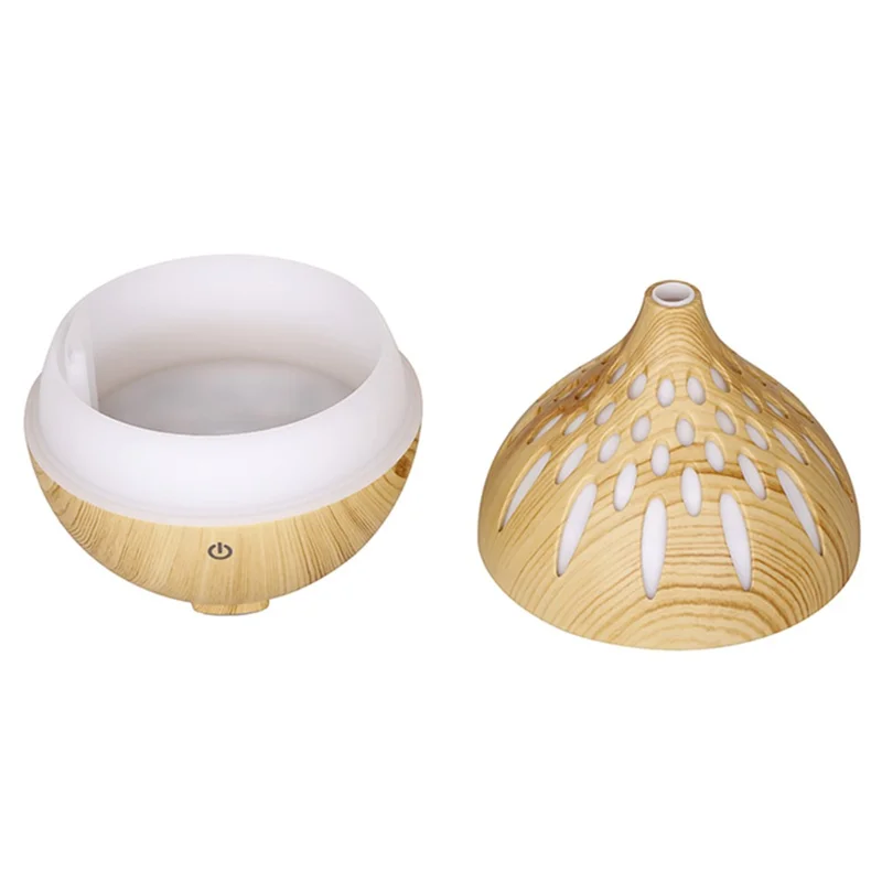 160ml Wood Grain Hollow Humidifier Auto Power-Off Colorful Light Mist Humidifier (No CE Certificate) - Black / US Plug