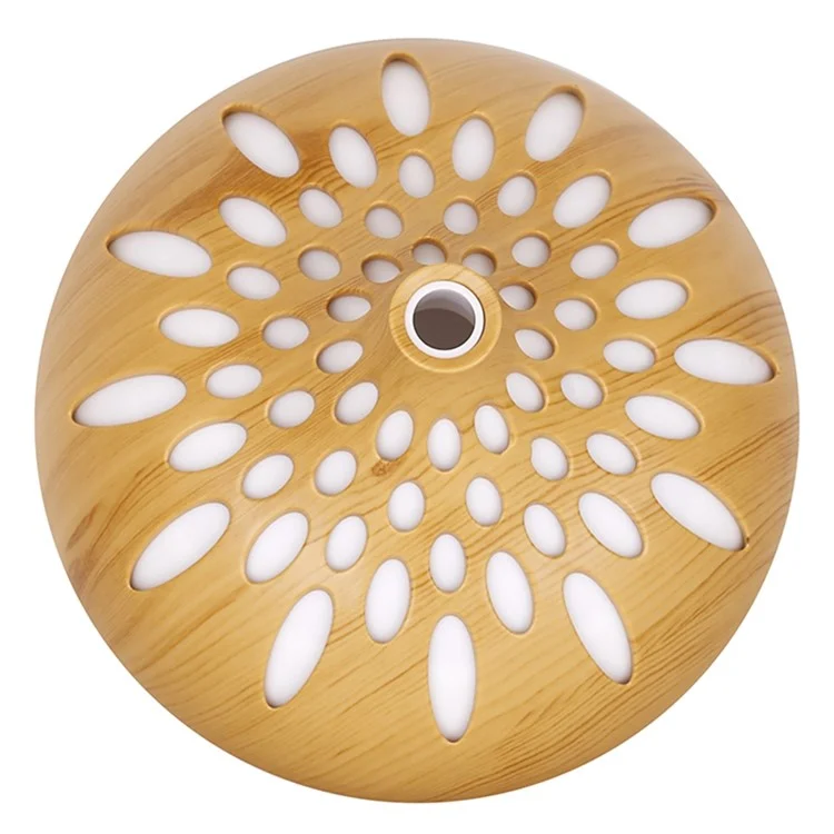 500ml Mute Humidifier Colorful Light Wood Grain Hollow Aroma Diffuser with Remote Control (No CE Certificate) - Brown / US Plug