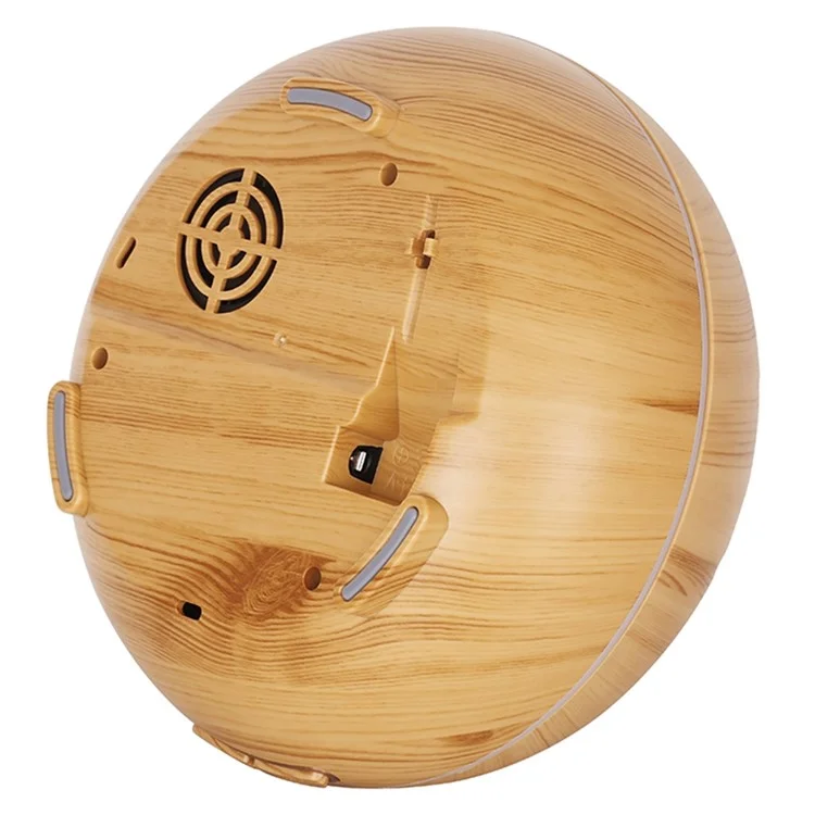 500ml Mute Humidifier Colorful Light Wood Grain Hollow Aroma Diffuser with Remote Control (No CE Certificate) - Brown / US Plug