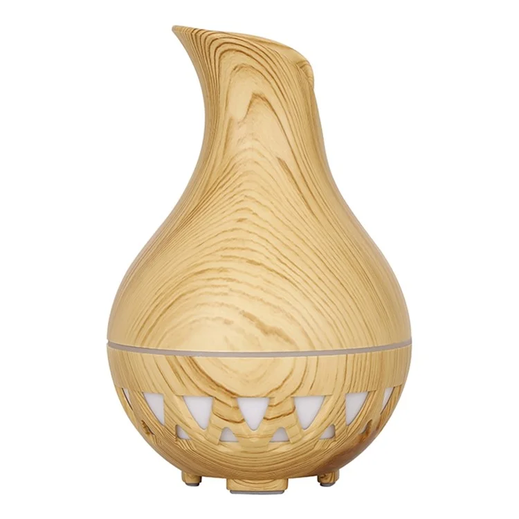 Humidificateur de forme de vase de 160 ml, bois grain coloré creux, diffuseur d'huiles essentielles (sans certificat CE) - Marron / Prise US