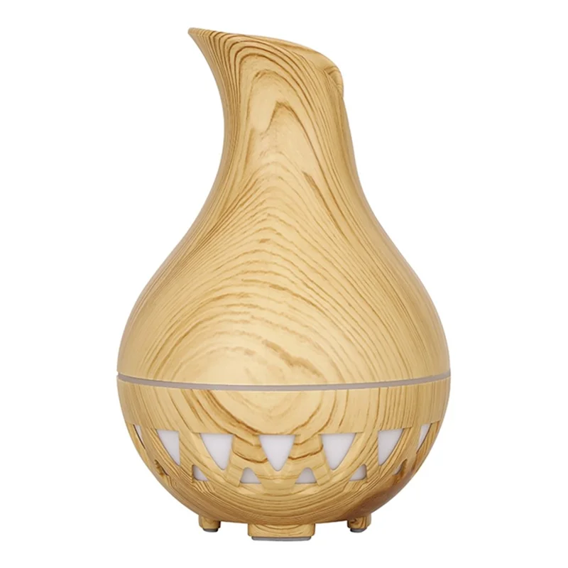 160ml Vase Shape Humidifier Colorful Light Wood Grain Hollow Essential Oil Diffuser (No CE Certificate) - Brown / UK Plug