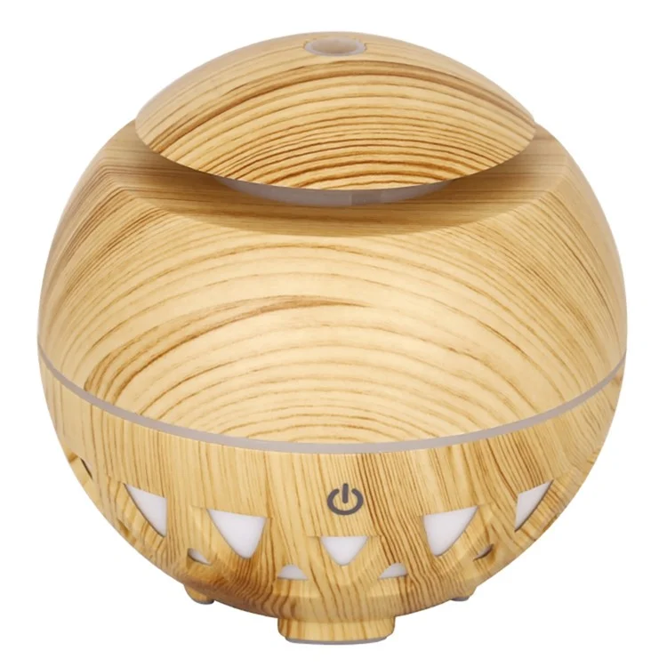 Humidificador ultrasónico de 160 ml de grano de madera con niebla de colores (sin certificado CE) - Marrón / Enchufe de EE. UU.