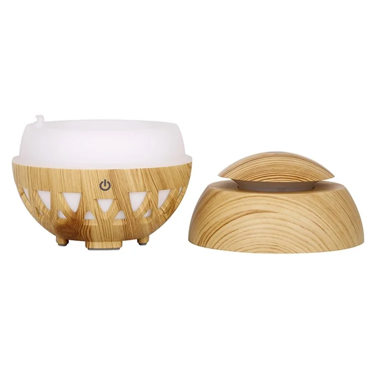 Humidificador ultrasónico de 160 ml de grano de madera con niebla de colores (sin certificado CE) - Marrón / Enchufe de EE. UU.
