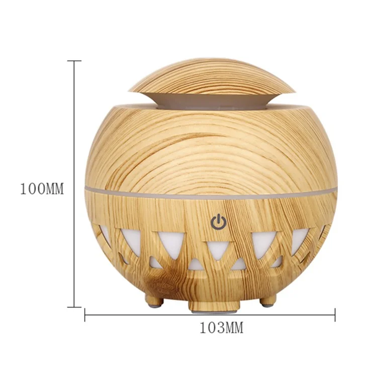 Humidificador ultrasónico de 160 ml de grano de madera con niebla de colores (sin certificado CE) - Marrón / Enchufe de EE. UU.