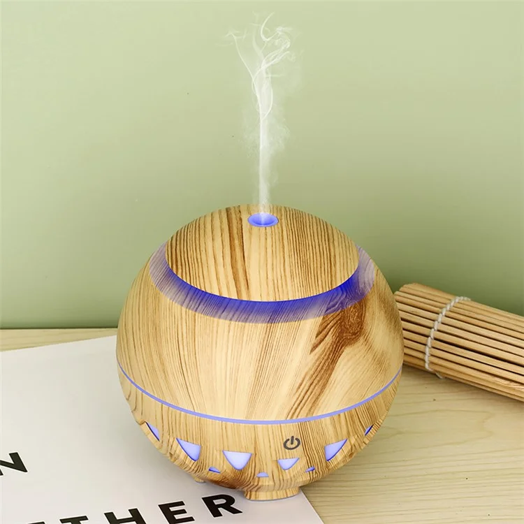 Humidificador ultrasónico de 160 ml de grano de madera con niebla de colores (sin certificado CE) - Marrón / Enchufe de EE. UU.