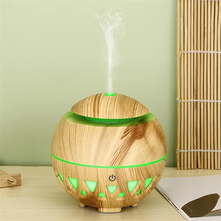 Humidificador ultrasónico de 160 ml de grano de madera con niebla de colores (sin certificado CE) - Marrón / Enchufe de EE. UU.