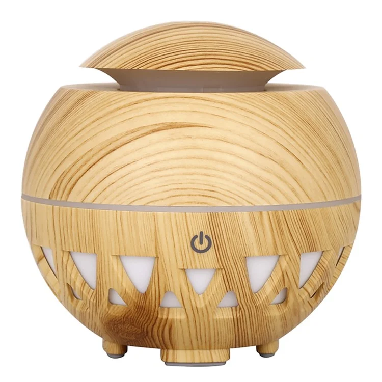 Humidificador ultrasónico de 160 ml de grano de madera con niebla de colores (sin certificado CE) - Marrón / Enchufe de EE. UU.