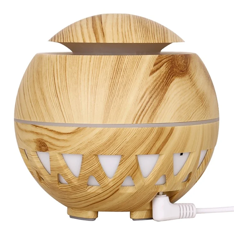Humidificador ultrasónico de 160 ml de grano de madera con niebla de colores (sin certificado CE) - Marrón / Enchufe de EE. UU.