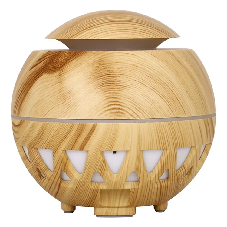 Humidificador ultrasónico de 160 ml de grano de madera con niebla de colores (sin certificado CE) - Marrón / Enchufe de EE. UU.
