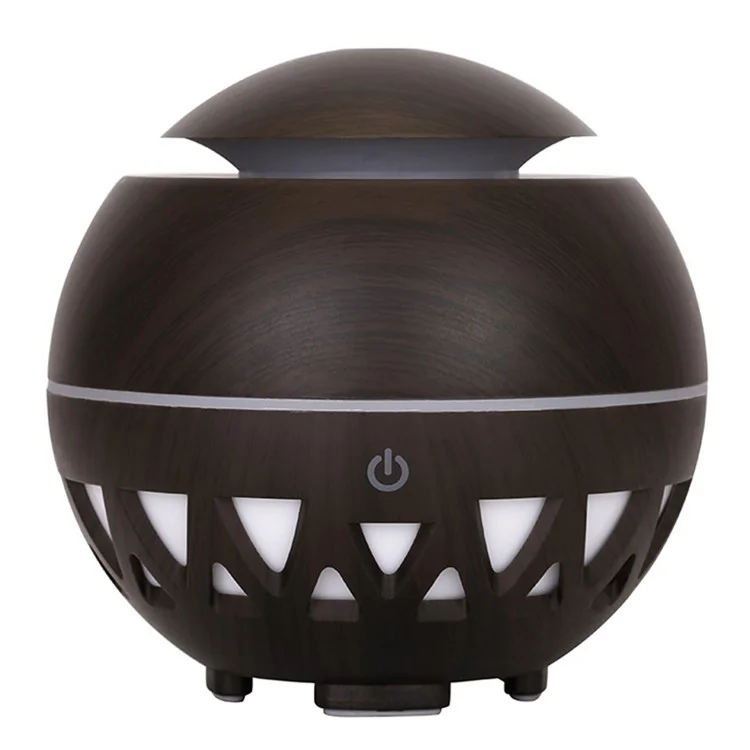 Umidificador Ultrasônico de Grão de Madeira de 160 ml com Névoa Colorida (Sem Certificado CE) - Preto / Plugue EUA