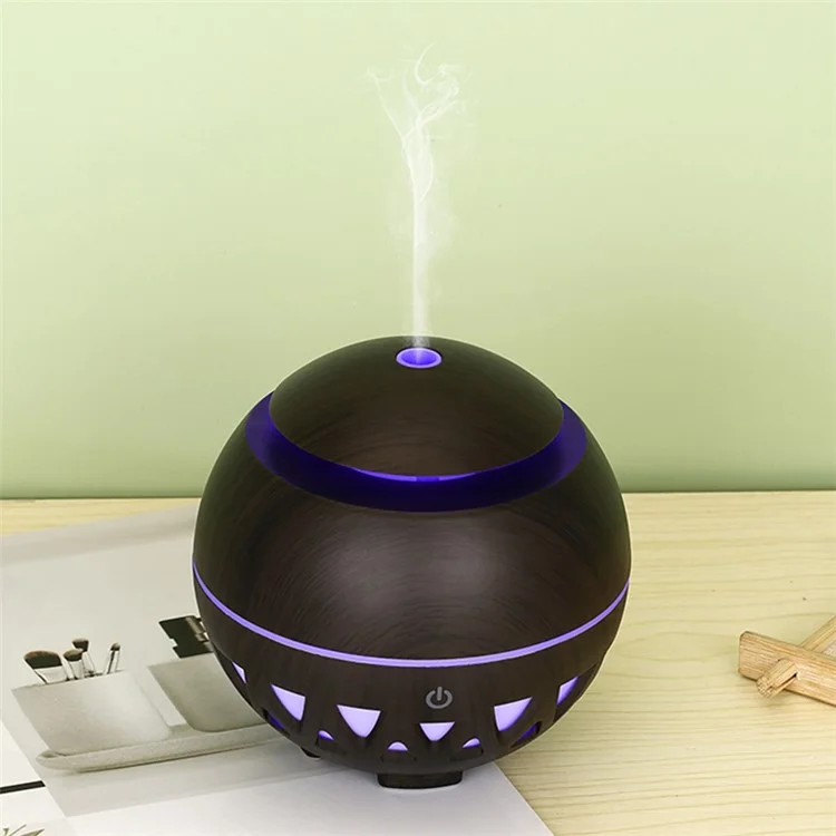 Umidificador Ultrasônico de Grão de Madeira de 160 ml com Névoa Colorida (Sem Certificado CE) - Preto / Plugue EUA
