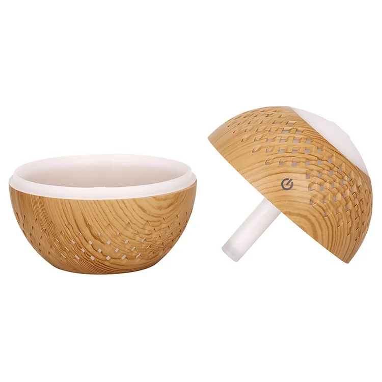 Humidificador de madera maciza de 200 ml para el hogar y la oficina, silencioso, con pulverizador de niebla y luz de colores (sin marcado CE) - Marrón / Enchufe del Reino Unido
