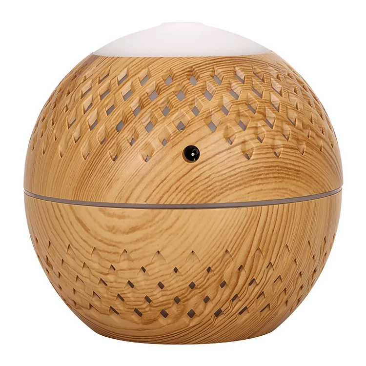 Humidificador de madera maciza de 200 ml para el hogar y la oficina, silencioso, con pulverizador de niebla y luz de colores (sin marcado CE) - Marrón / Enchufe del Reino Unido