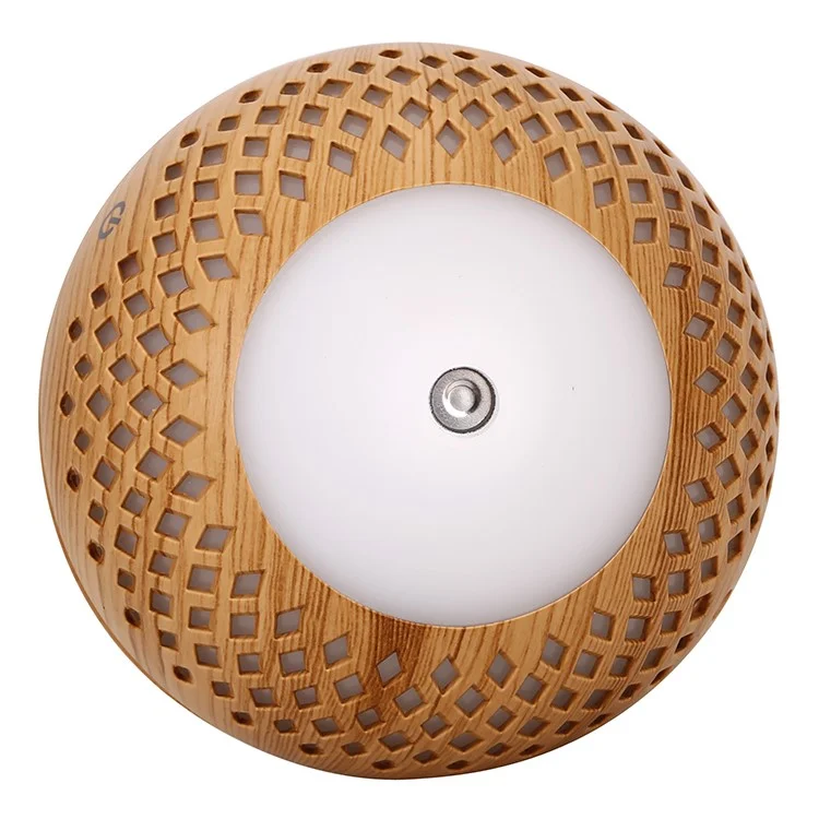 Humidificador de madera maciza de 200 ml para el hogar y la oficina, silencioso, con pulverizador de niebla y luz de colores (sin marcado CE) - Marrón / Enchufe del Reino Unido