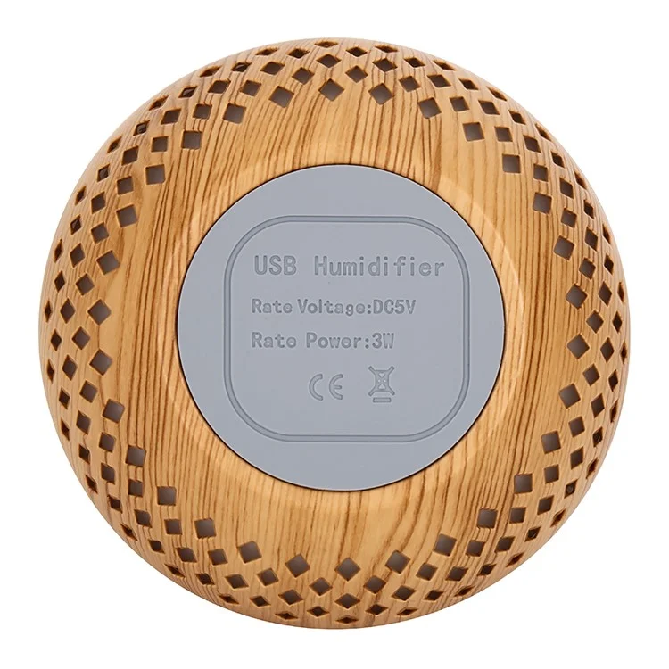 Humidificador de madera maciza de 200 ml para el hogar y la oficina, silencioso, con pulverizador de niebla y luz de colores (sin marcado CE) - Marrón / Enchufe del Reino Unido