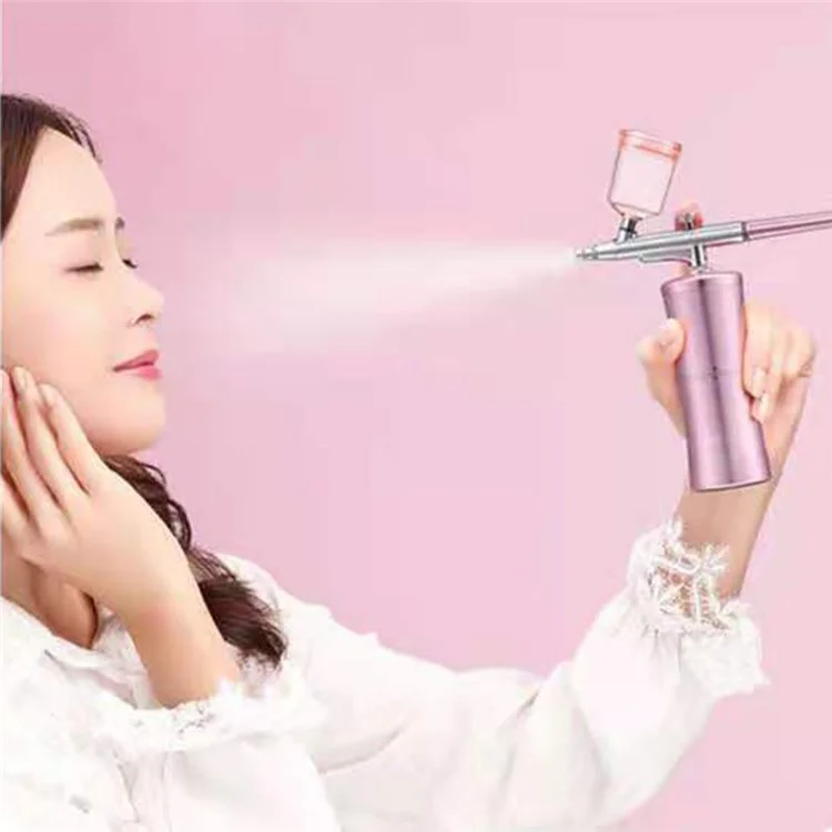 Máquina de facial de oxígeno profesional Portátil Rociador de agua de oxígeno Hidratación facial Inyección de oxígeno Aerógrafo - Rosa
