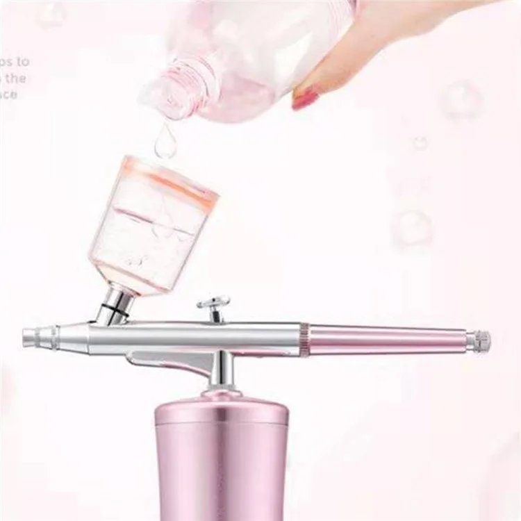 Máquina de facial de oxígeno profesional Portátil Rociador de agua de oxígeno Hidratación facial Inyección de oxígeno Aerógrafo - Rosa