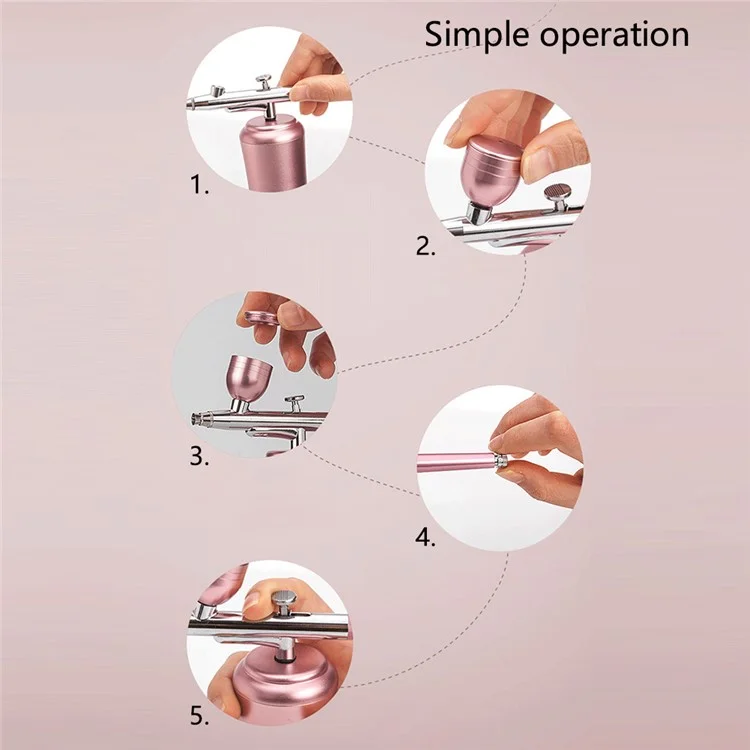 Máquina de facial de oxígeno profesional Portátil Rociador de agua de oxígeno Hidratación facial Inyección de oxígeno Aerógrafo - Rosa