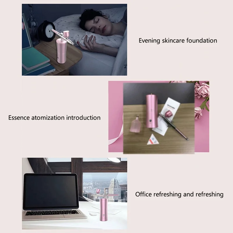 Professional Oxygen Facial Machine Portable Water Oxygen Sprayer Face Skin Moisturizing Oxygen Injection Airbrush - Black