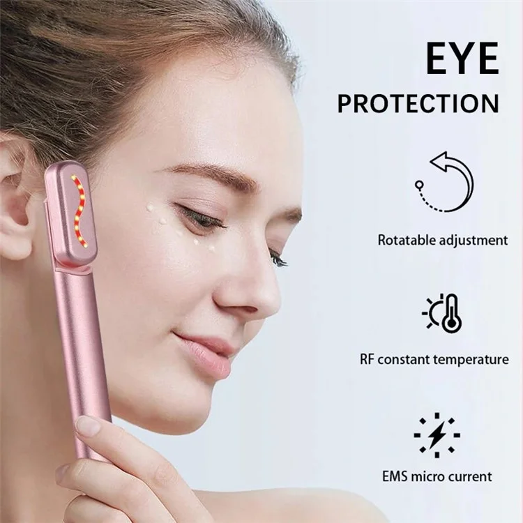YA-113 EMS Microcurrent Heating Eye Cream Introducer Eye Massager Beaty Device - Rosa